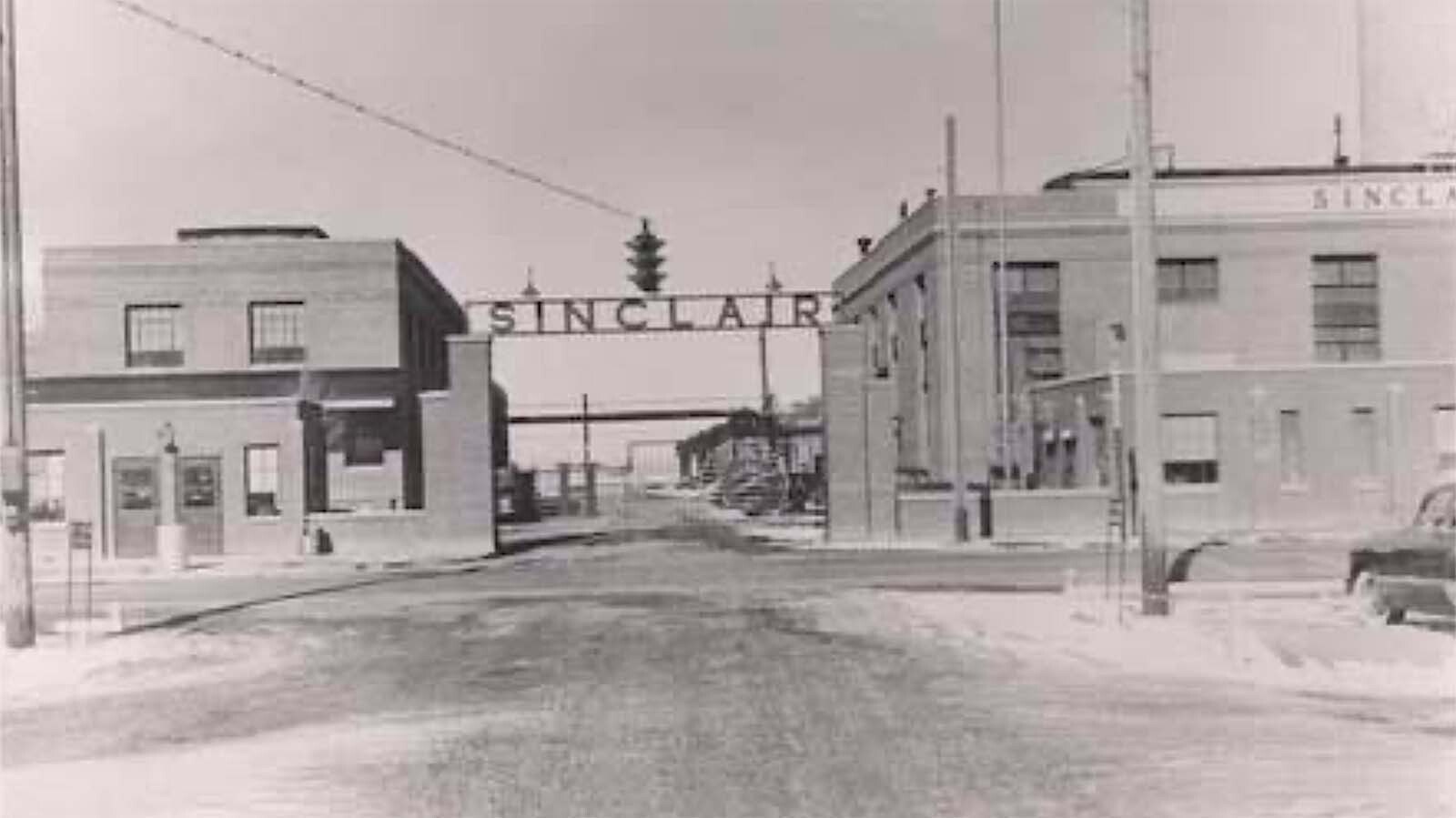 The entrance to the Parco Refinery in Sinclair, where he company added 100-octane aviation fuel refining equipment.