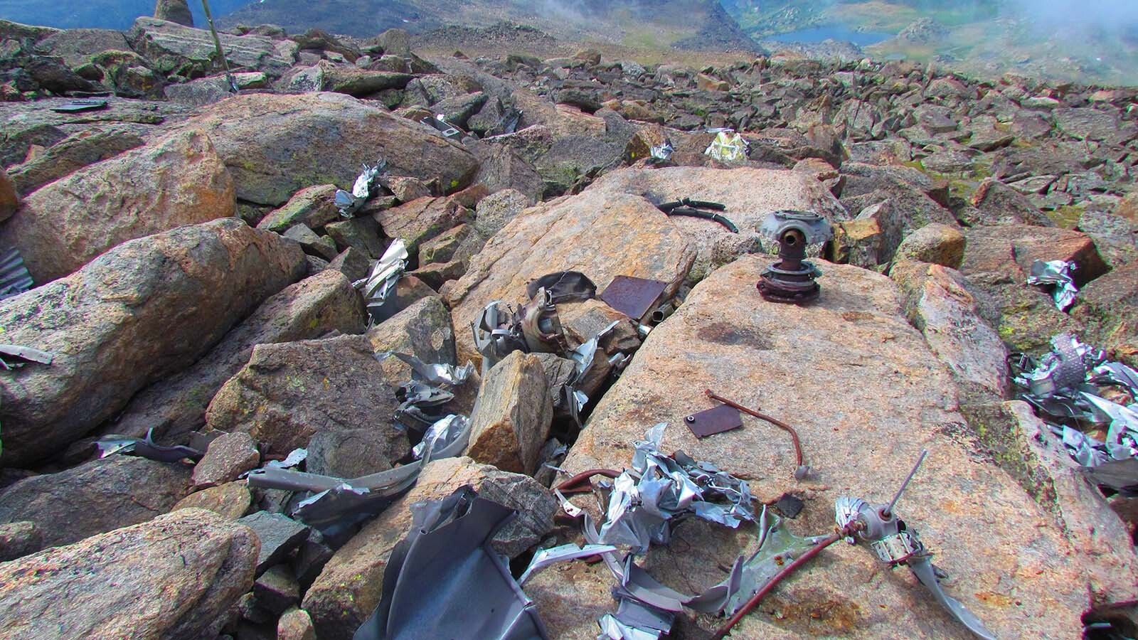 Aug. 9, 2014, when Sylvia Bruner first arrived at the wreckage site, it was an emotional experience when she thought of the young men who lost their lives in the crash. This scene is from the top looking down to Mistymoon Lake (visible at the top of the image).