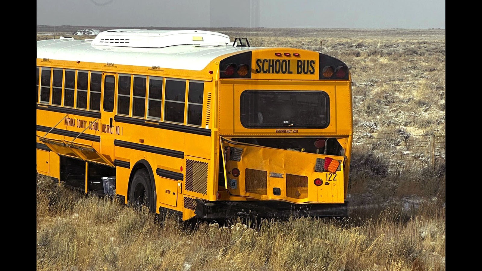 A semitruck crashed into the back of a Natrona County High School bus Friday morning as it took the speech and debate team to Green River.