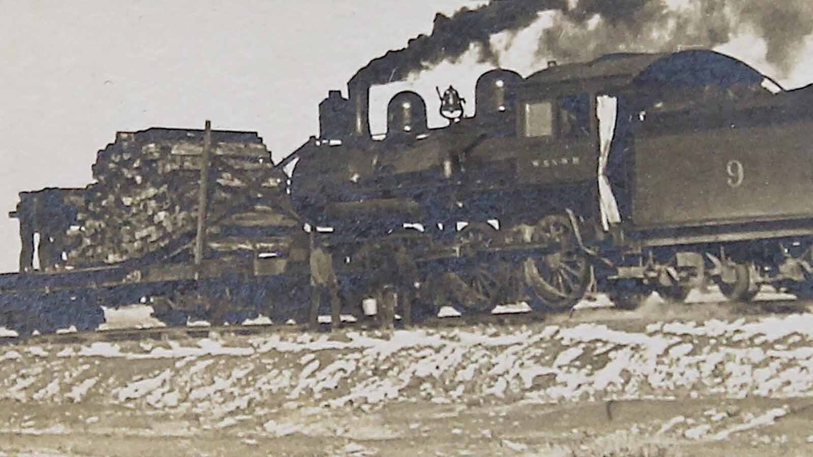 A construction train between Casper and Shoshoni, 1906.