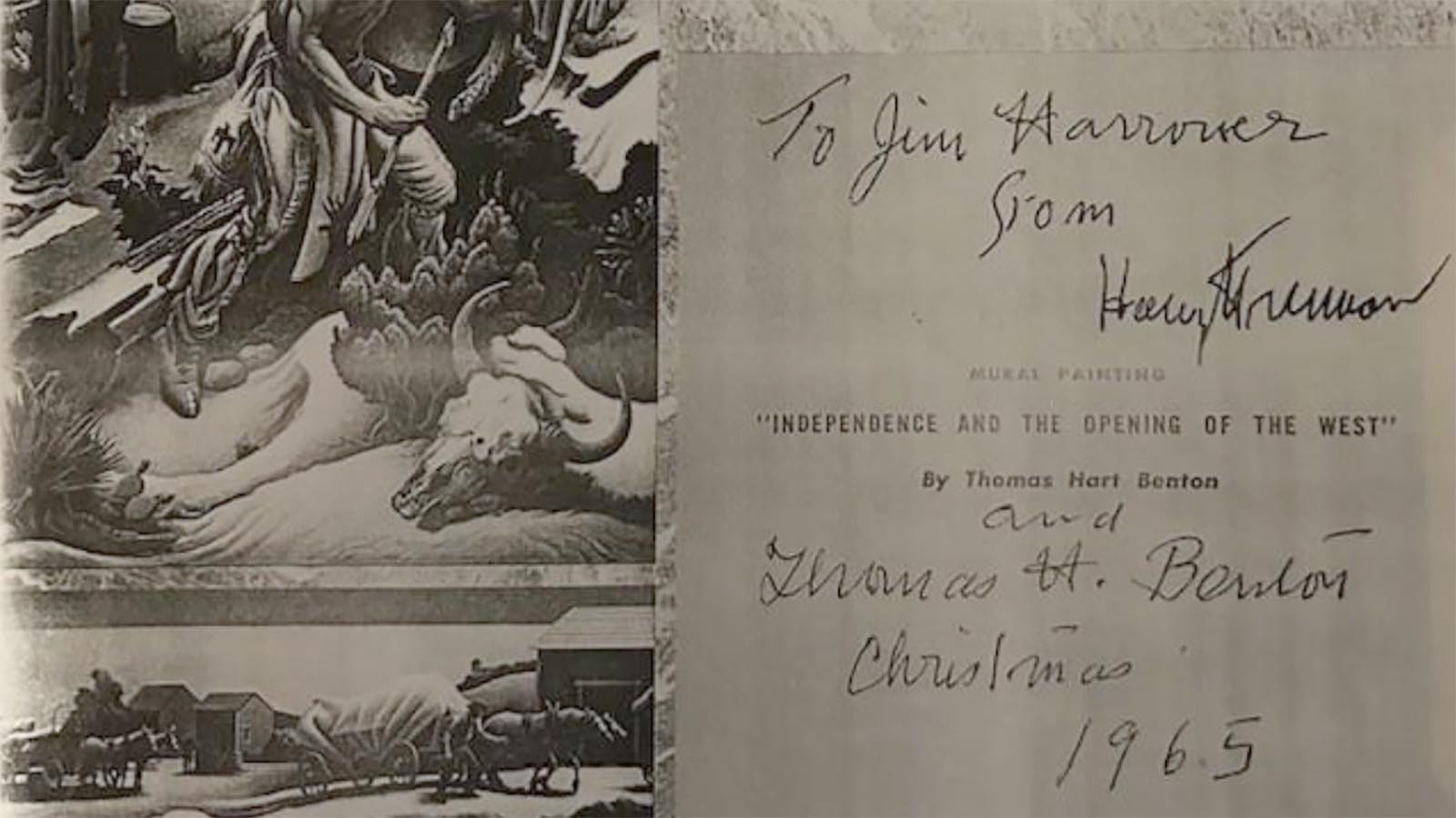 20.	Christmas note from President Truman and the artist Thomas Benton to Jim Harrower that shows the mural within the Truman Presidential Library to which Jim Harrower provided historical consultation.