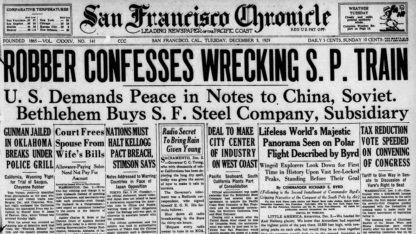 The San Francisco Chronicle had a banner headline about Tom Vernon was nabbed in Oklahoma.