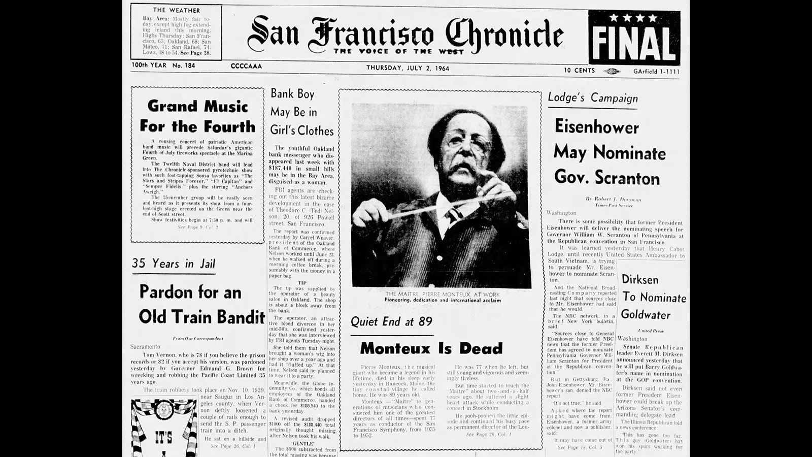 Tom Vernon was pardoned by California Gov. Edmund “Pat” Brown in 1964.