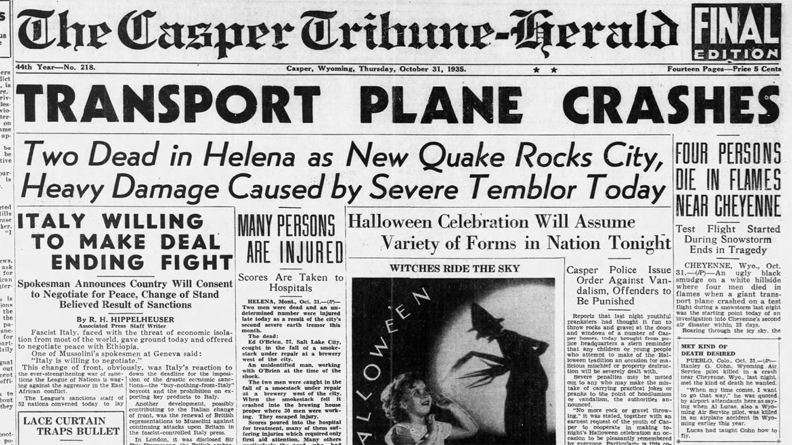 The loss of four during a United Airlines test flight in Cheyenne grabs headlines once again in the state. It is the fifth plane crash of the year.