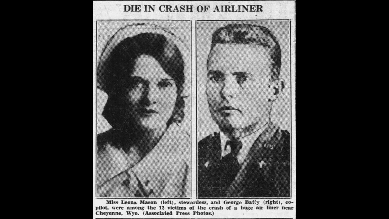 United Airlines stewardess Leona Mason was a native of Kemmerer, Wyoming.