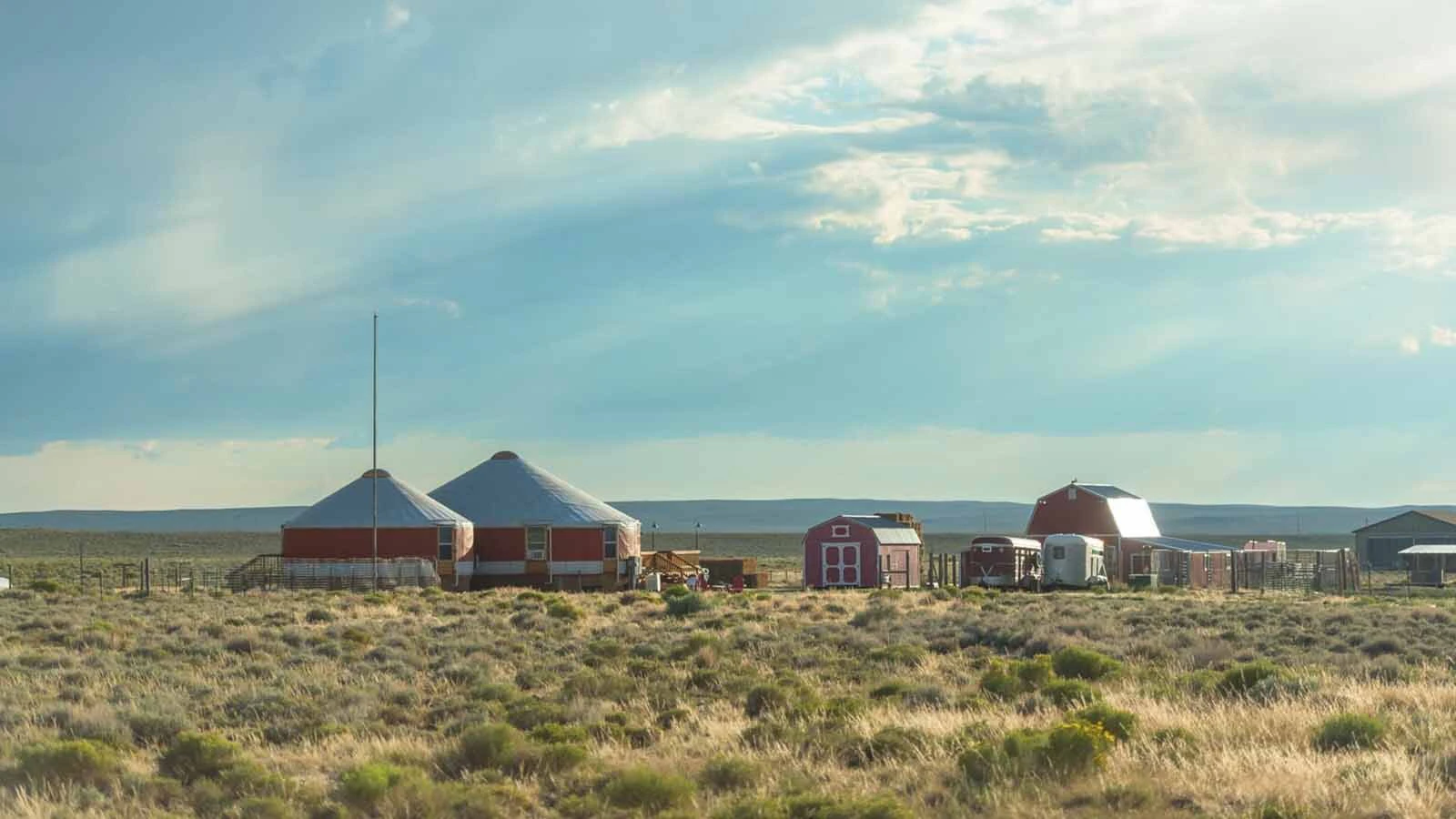 From the outside, there’s nothing special about these connected yurts near Pinedale, but inside they’re pure Wyoming Western luxury, listing for $550,000.