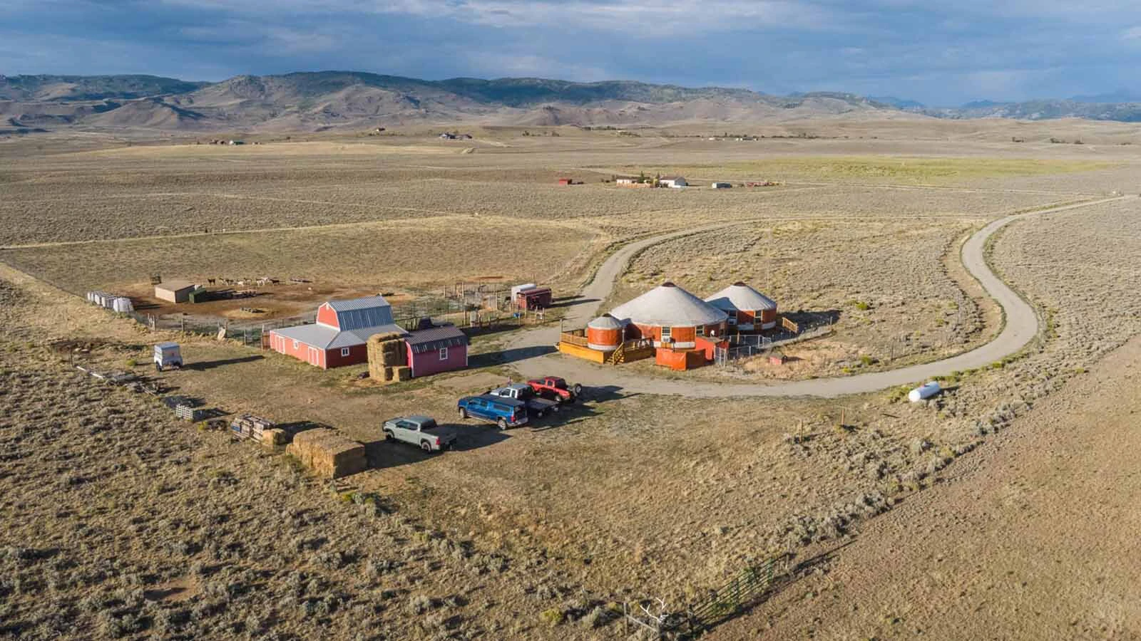 From the outside, there’s nothing special about these connected yurts near Pinedale, but inside they’re pure Wyoming Western luxury, listing for $550,000.