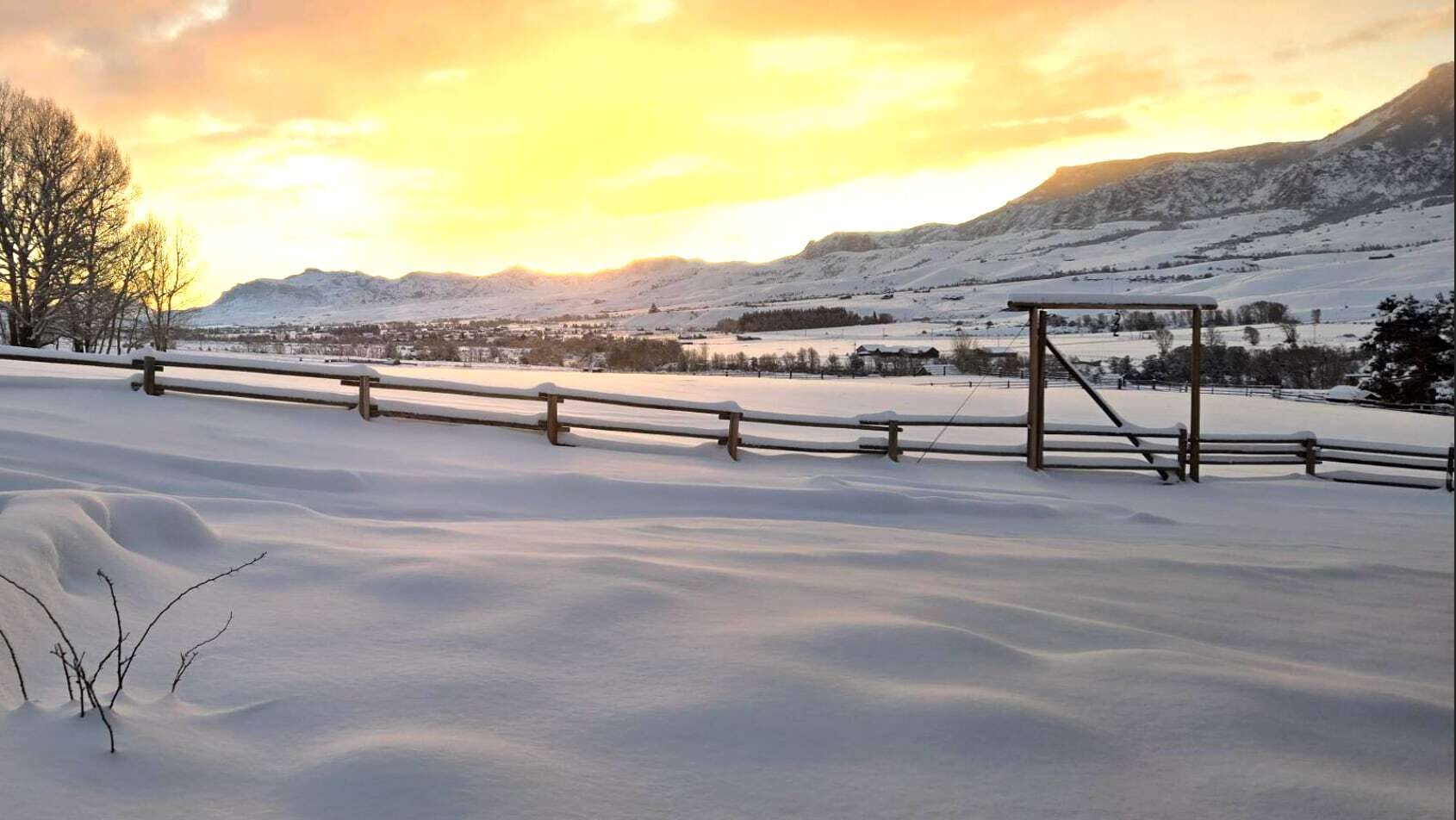 "Beautiful sunrise over Cedar Mountain, 10 below zero and I still felt the warmth of the sun." 