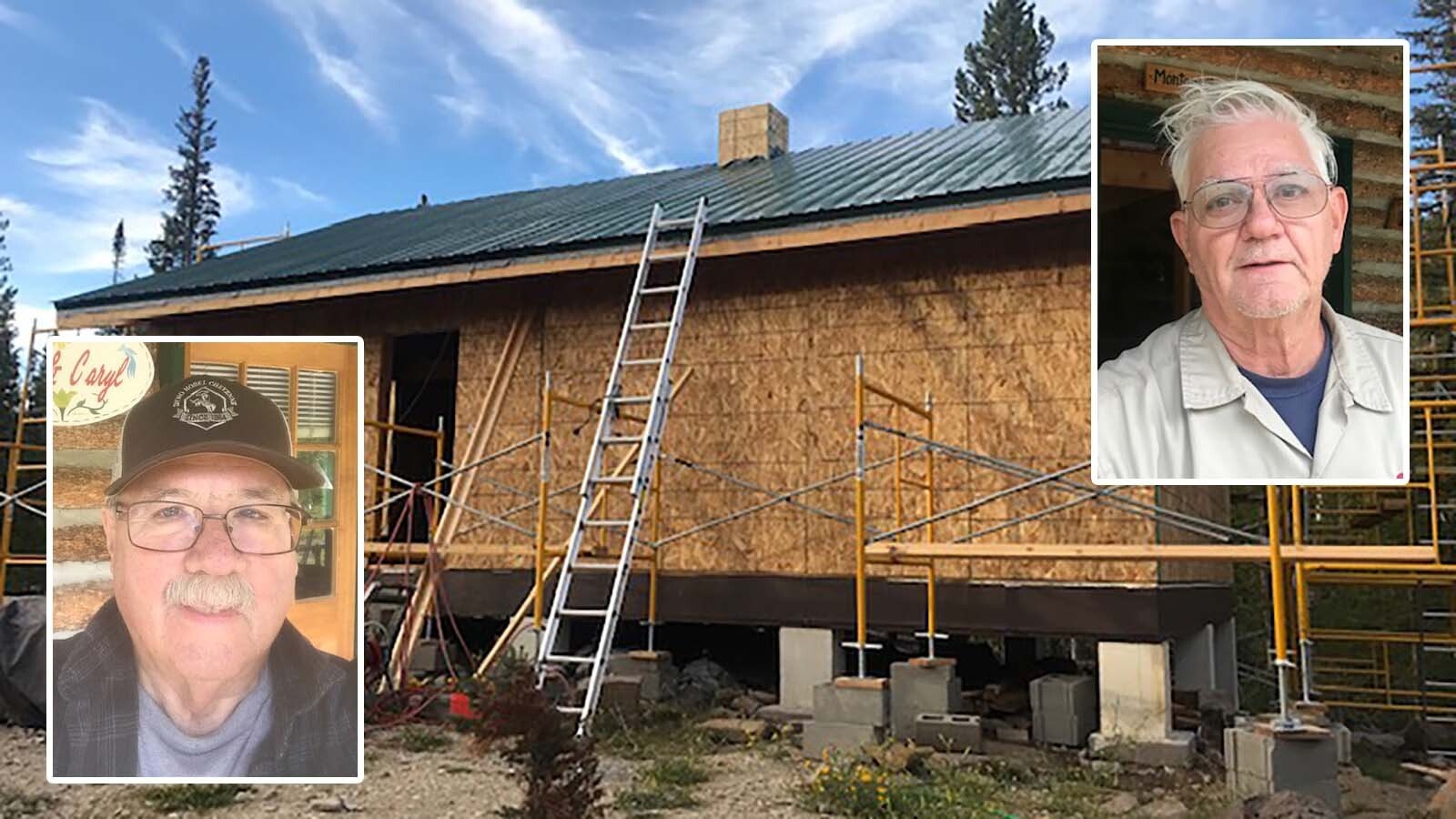 Lifelong friends Dave Simpson, left, and Larry Ash built a cabin in Wyoming’s Snowy Range decades ago, so they decided to do it again. Now these two old guys in their 70s have learned the hard way it’s not as easy as they remembered. But they got the roof on before the snow starts flying.