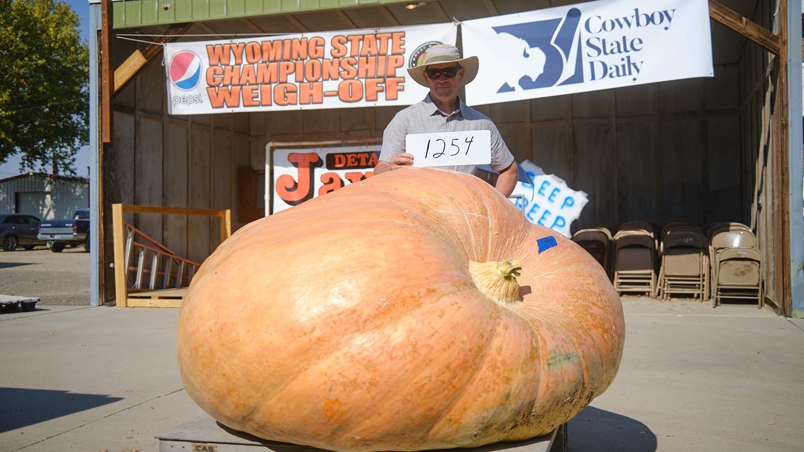 Chad Kurtenbach won first place at the 2024 Wyoming State Pumpkin Weigh-Off. He took home $1,000 on Oct. 5, 2024.