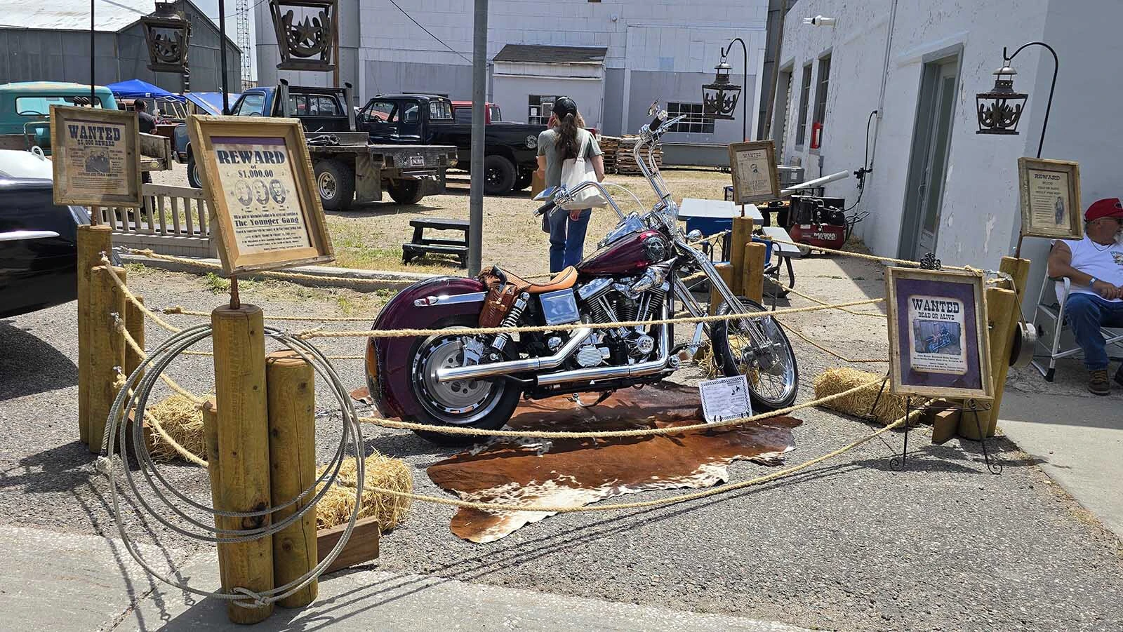 The Harley-Davidson bike, Wanted Dead or Alive, was among motorcycles shown in a Chugwater car show held in conjunction with the tiny town's Chugwater Chili Cook-Off.