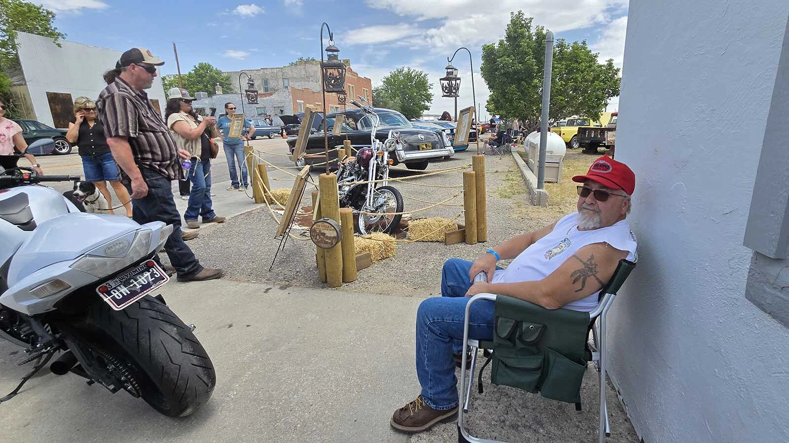 Randy Giles enjoys duding up Harleys and showing them off. The retired lawman was among those showing off vehicles during Chugwater's car show, which was held in conjunction with the tiny town's chili cook-off.