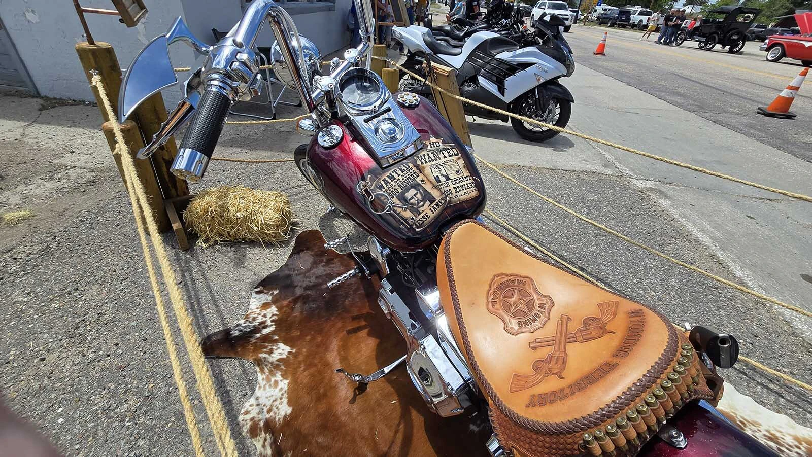 Hop aboard for a nostalgic ride on this Wanted Dead or Alive Harley-Davidson bike built by retired Torrington lawman Rand Giles.