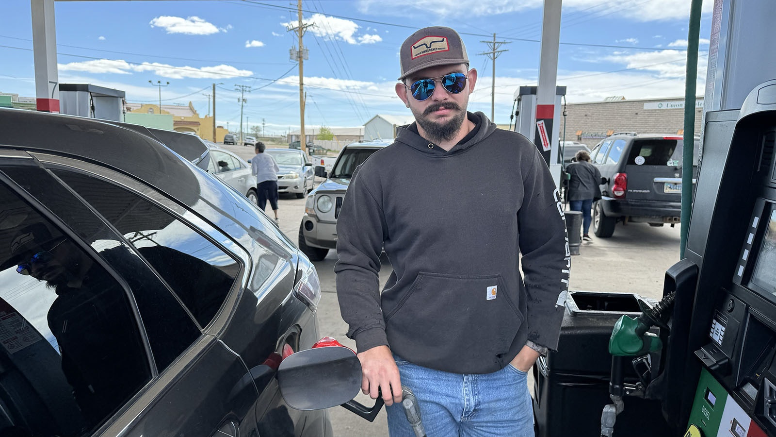 Caleb Williams stopped by to fill up with the discounted gas being sold at $2.38 a gallon at the Hi Market along Lincolnway Boulevard on Sunday. “It’s a good price, the $2.38. I wish it could stay that way, with diesel prices coming down as well,” Williams said. “Biden needs to get out of office, and put (former U.S. President Donald) Trump back in there. Heck, yeah.”