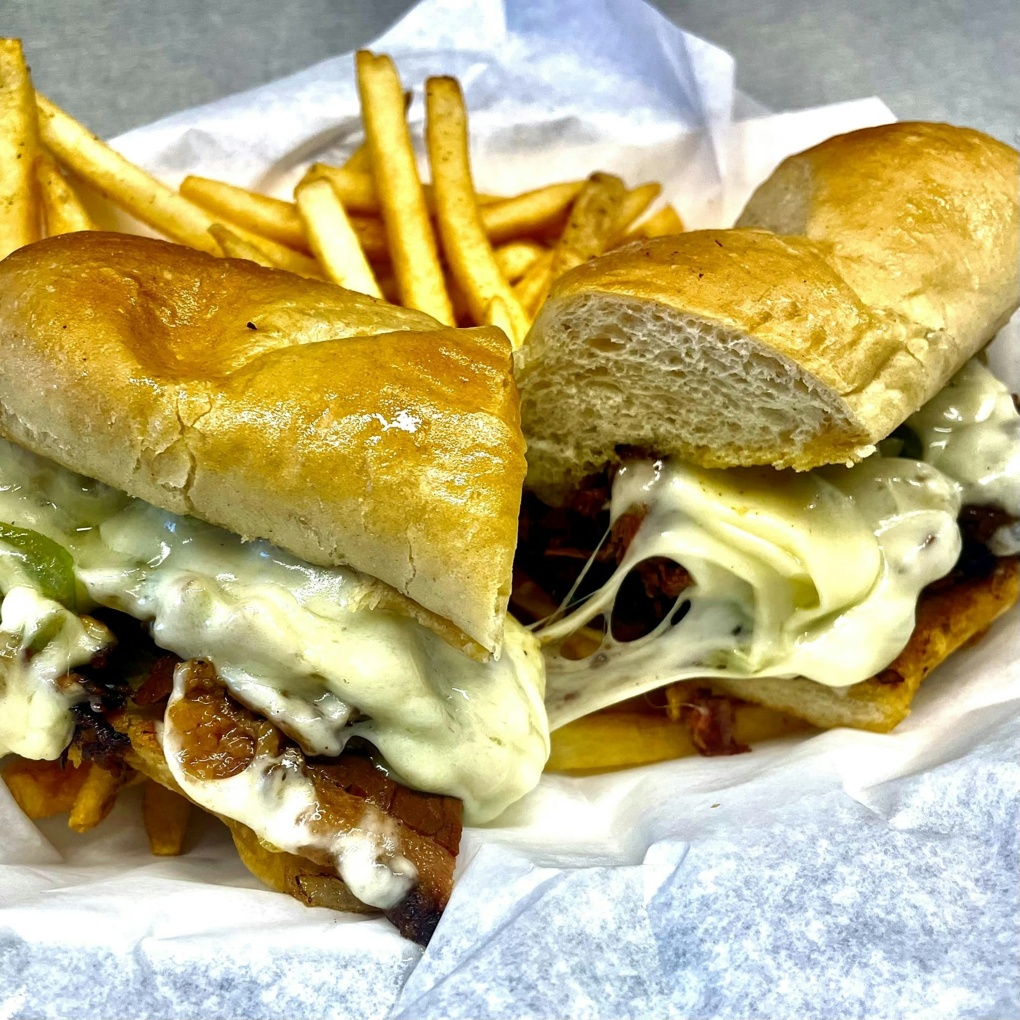 Smoked brisket Philly cheesesteak.