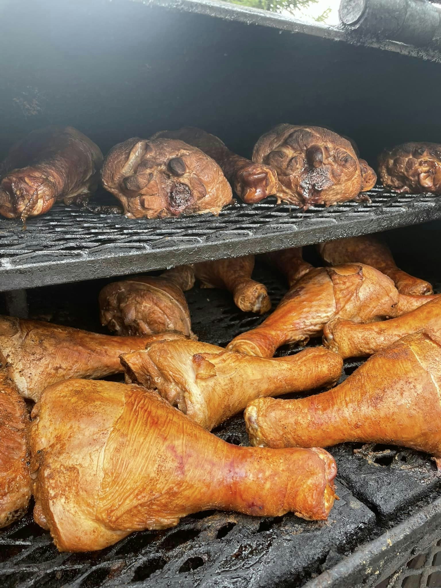 Smoked turkey legs.