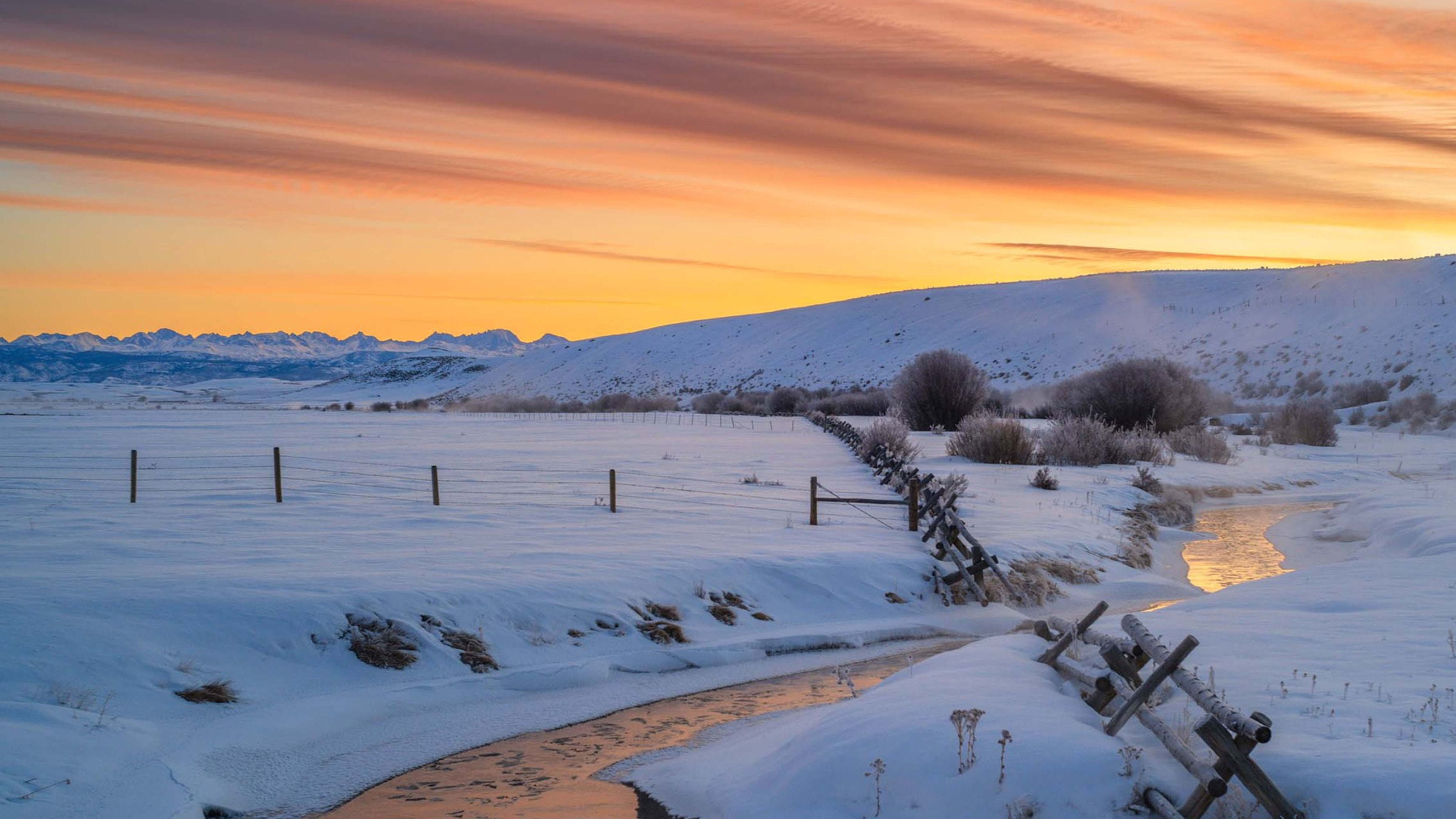 Sunrise on Forty Rod Creek near Daniel, Wyoming.