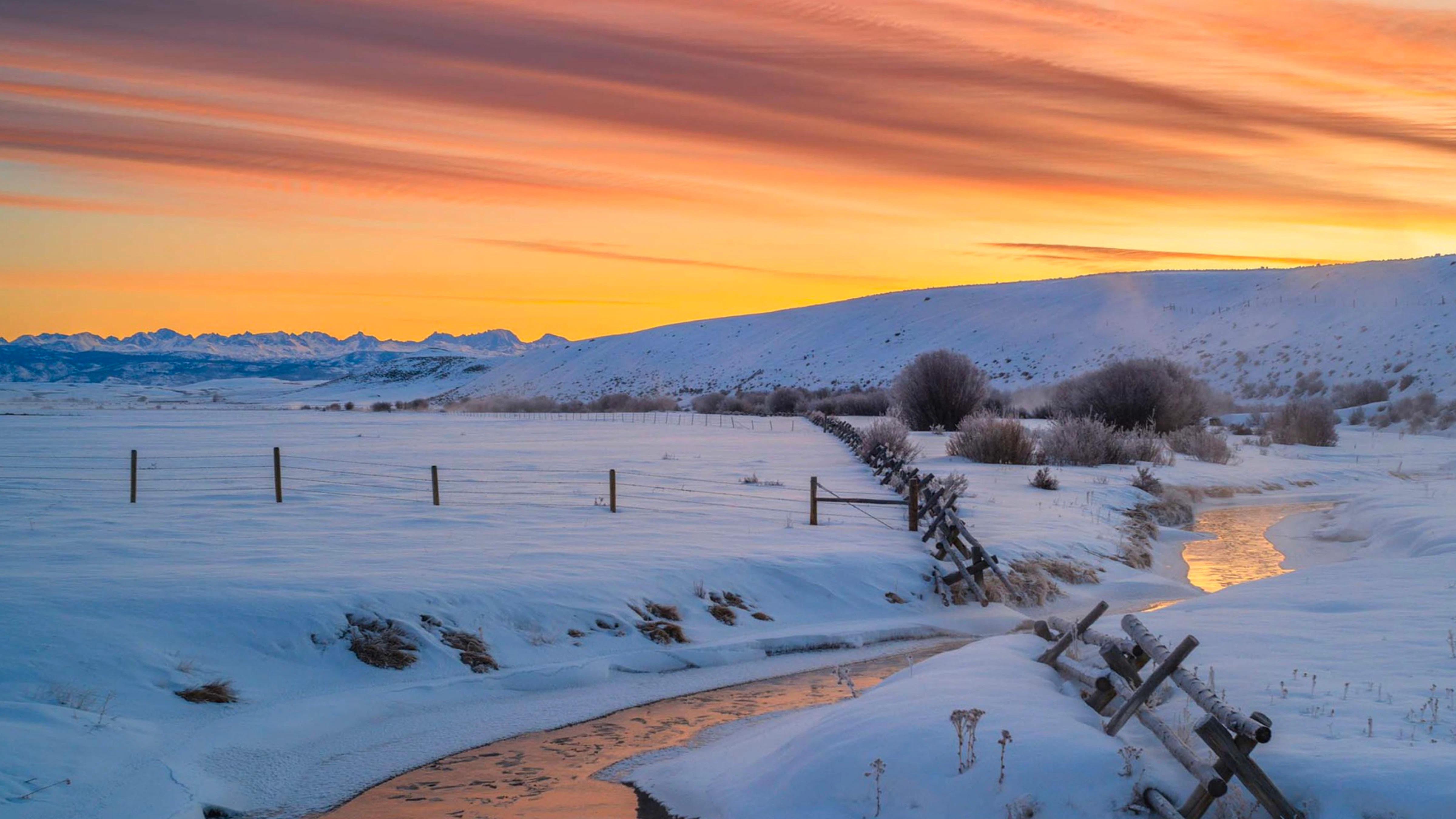 Sunrise on Forty Rod Creek near Daniel, Wyoming.