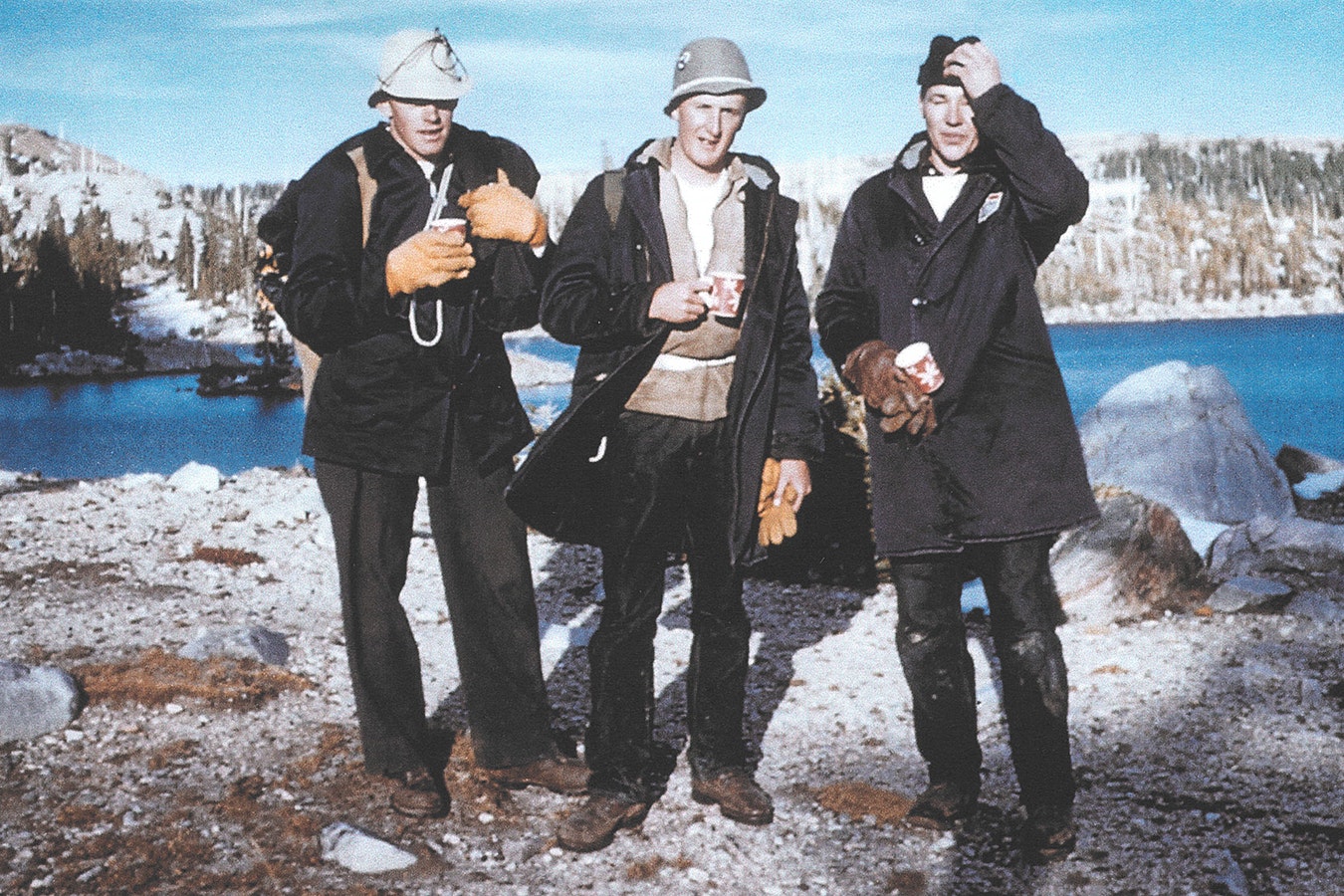 Three members of the University of Wyoming college student rescue team that served at Medicine Bow Peak in 1955 included Robert Harrower, left, Courtney Skinner and Diggs Lewis.