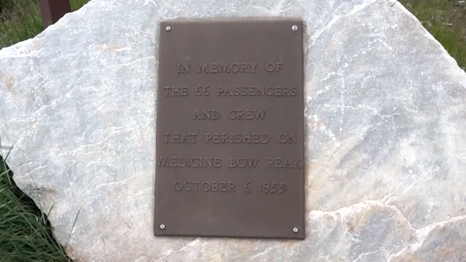 A plaque marks the area where 66 people died in 1955 when United Airlines Flight 409 crashed into Medicine Bow Peak.
