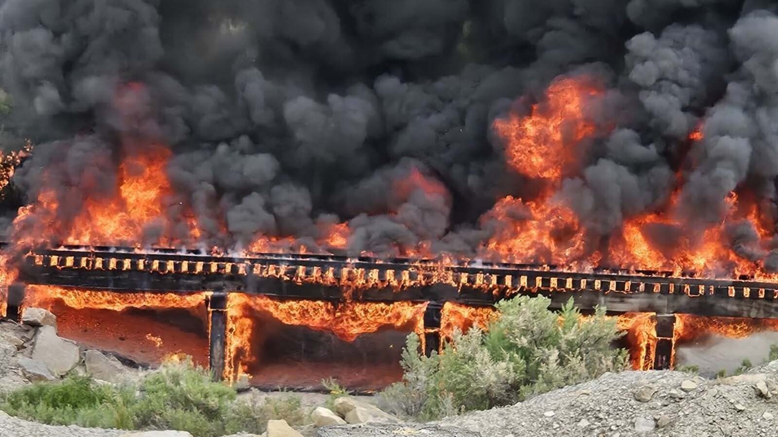 Three juveniles playing with fire are suspected of accidentally setting a timber-frame railroad bridge on the southside of Rock Springs ablaze Wednesday.