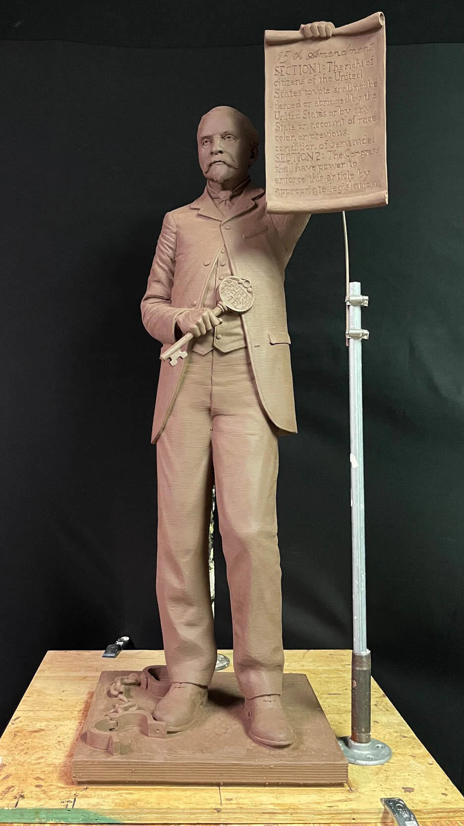 It took LaQuincy Reed a month and a half to sculpt the clay figure of Barney Ford. It involved extensive research to make sure the clothing was true to Ford’s era and that the details were all correct.