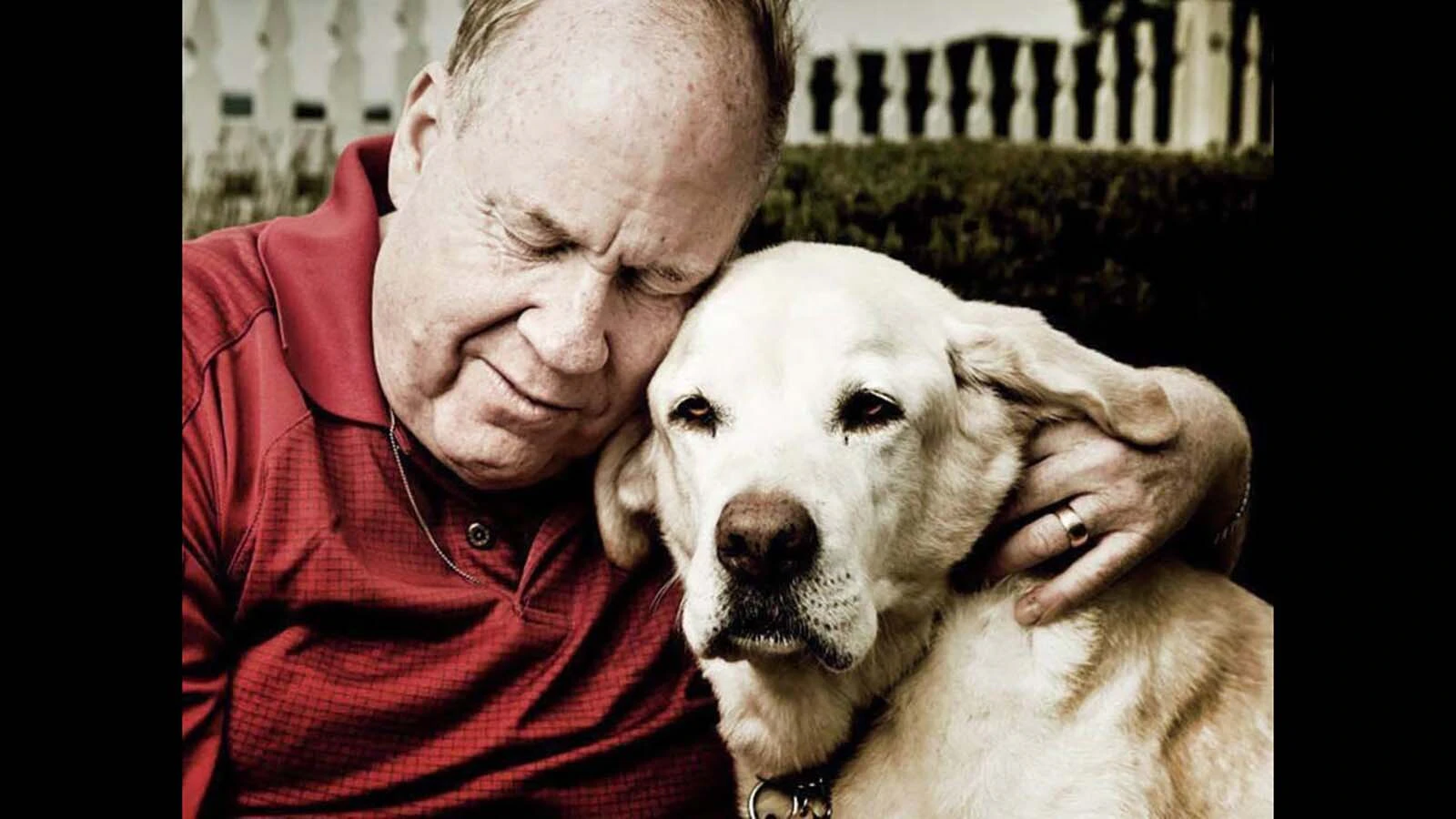 Michael Hingson with his former guide dog Rosalie, who helped him navigate the stairs down 78 floors of a crumbling World Trade Center North Tower on Sept. 11, 2001.