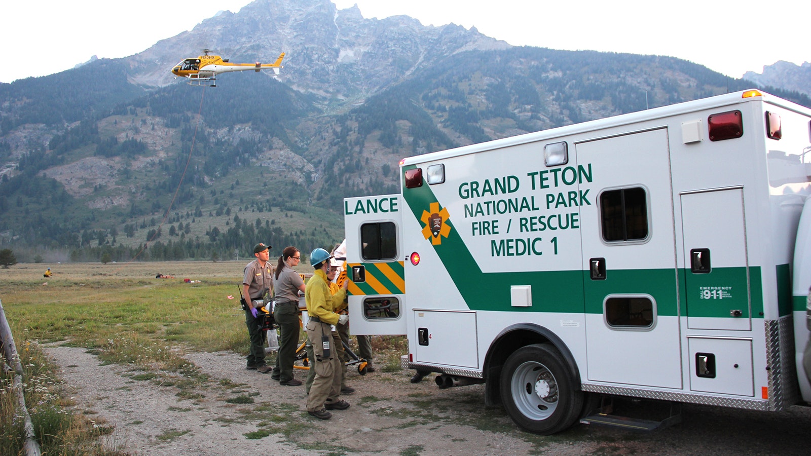A search and rescue operation from the Jenny Lake Rescue Cache near Lupine Meadows in this file photo.