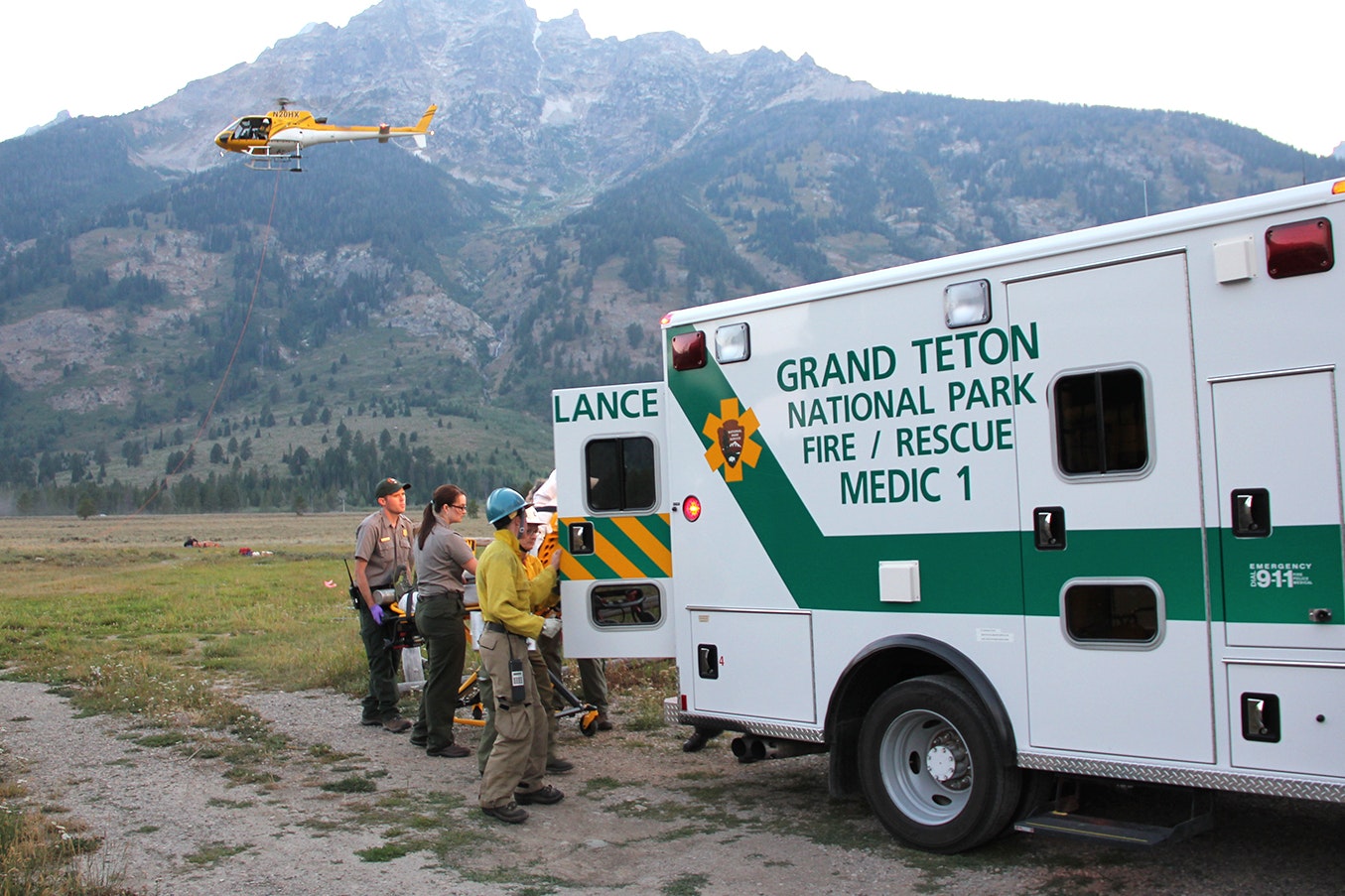 A search and rescue operation from the Jenny Lake Rescue Cache near Lupine Meadows in this file photo.