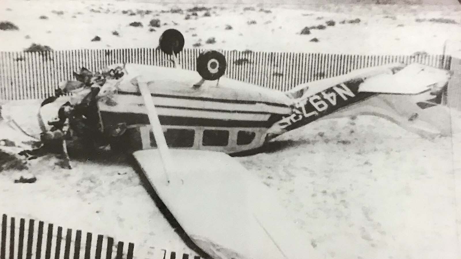 The Cessna 206 crash site was fenced off for investigation.