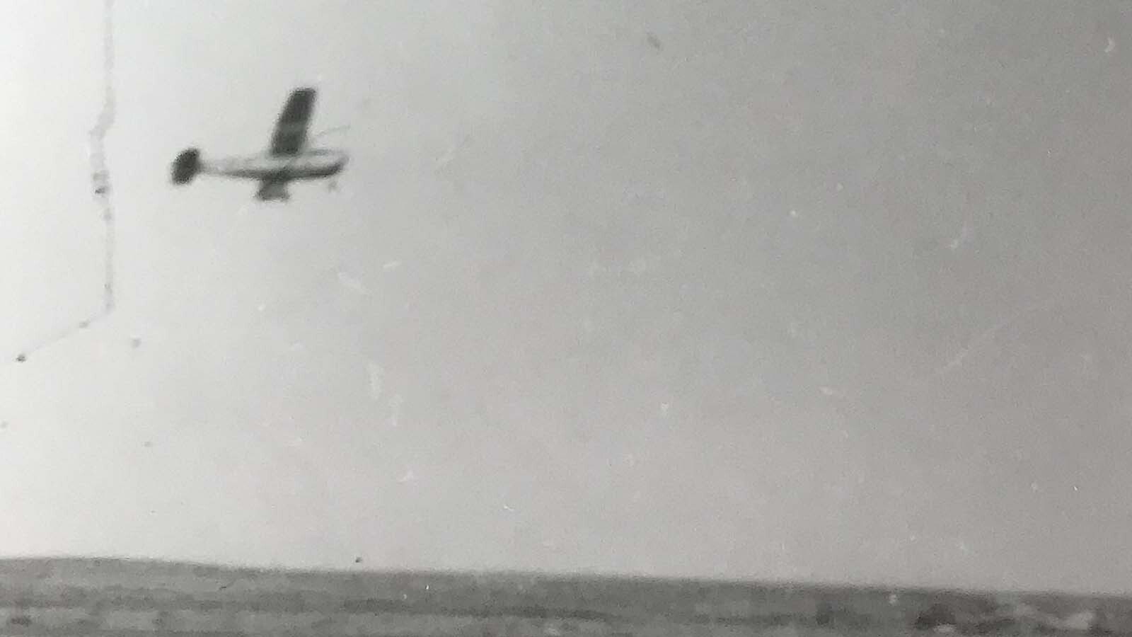 The Cessna 206 piloted by James Barrett captured in the skies above Rawlins prior to his crash.