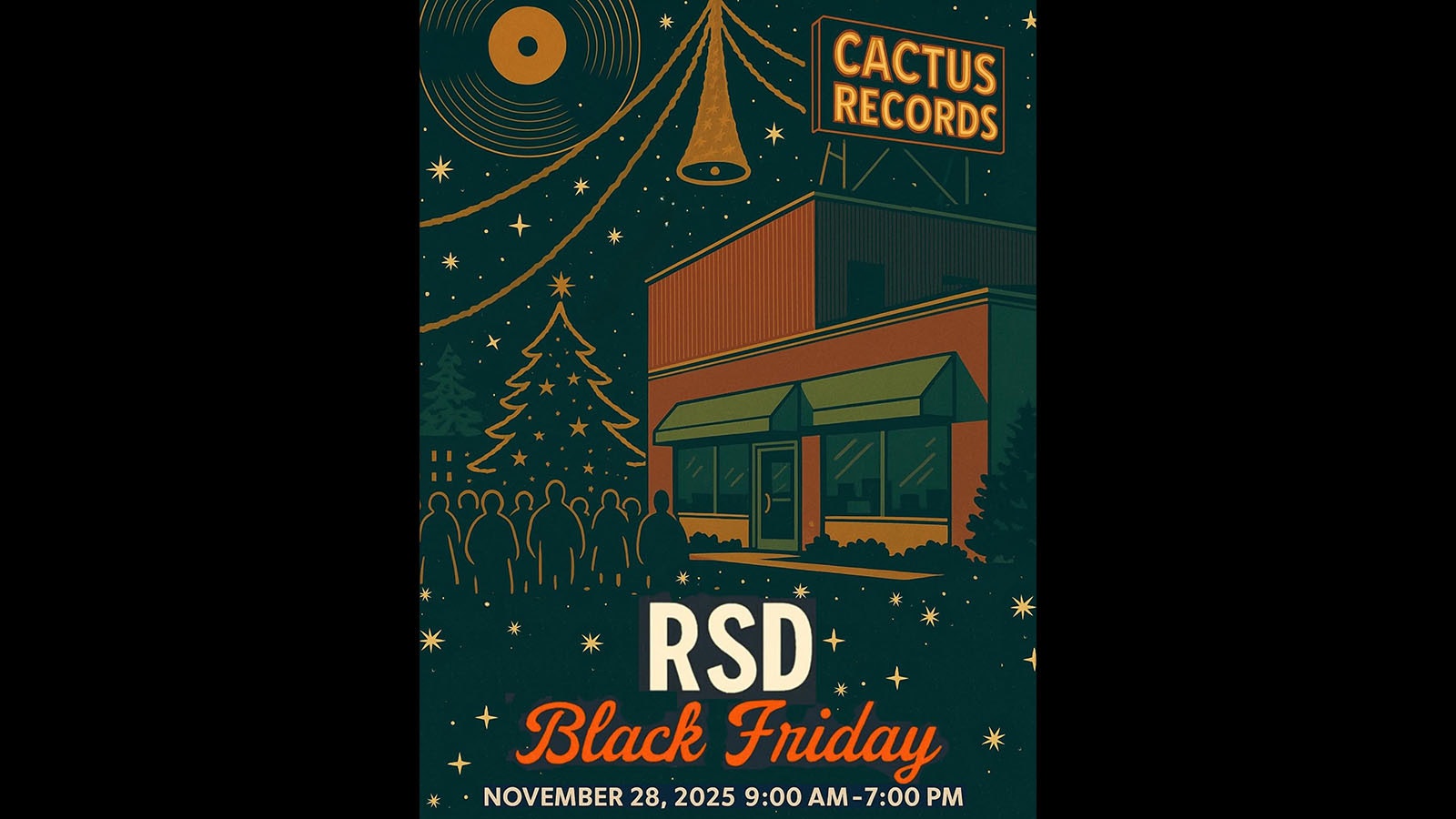 Dennis Miller Jr. dreamed up this parody poster, poking fun at the social media blowup over the poster accused of being AI generated. Miller was inspired to redo the poster as a funny marketing effort for Cactus Records, where he’s the manager.