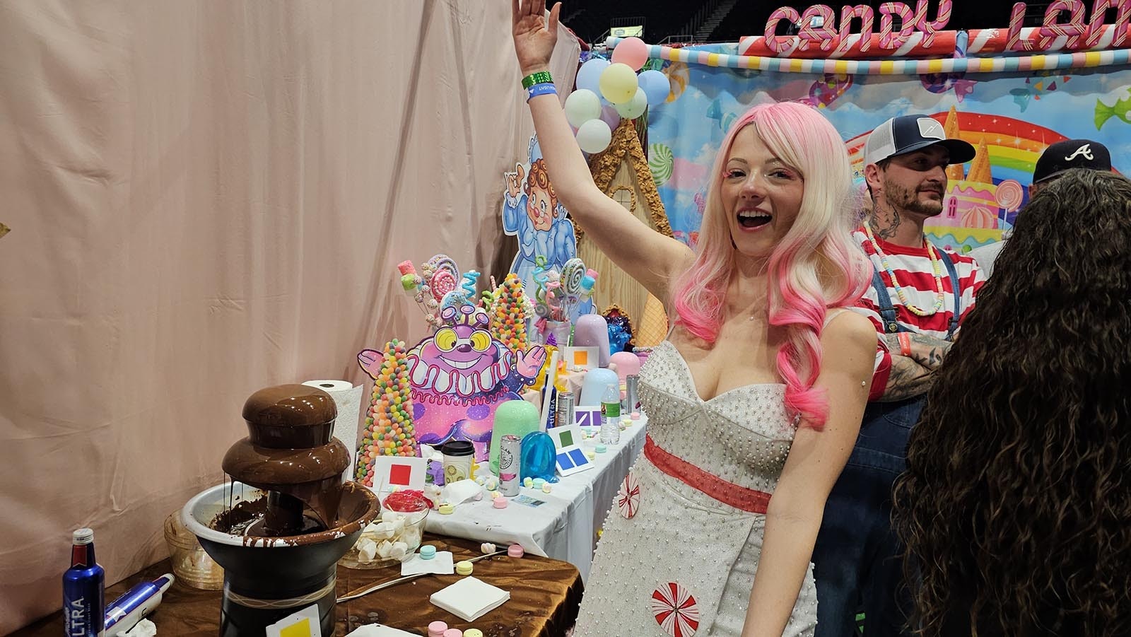 Erin Desjarlais playing Miss Mint to the hilt at the Candy Land booth by ESP Summit out of Powell during the API Chili Cook-Off in Casper.