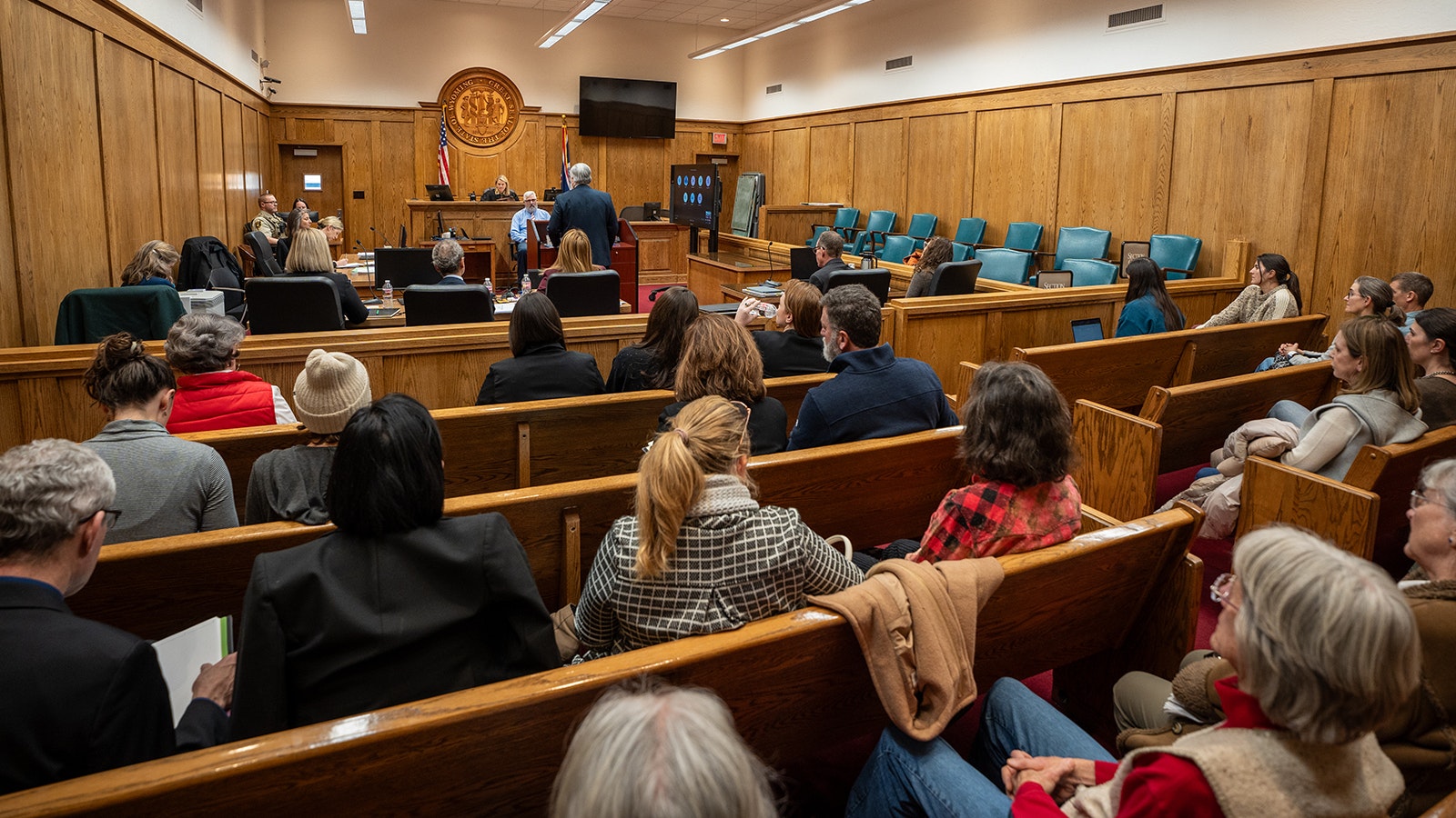 Jay Jerde, special assistant attorney general for the state, addresses 9th Judicial District Court Judge Melissa Owens during a summary judgment hearing Thursday in Teton County District Court.