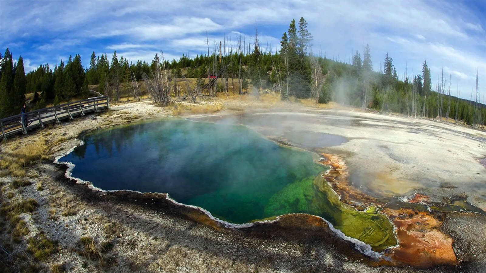 Abyss Pool in the West Thumb Geyser Basin of Yellowstone National Park is getting hotter and changing colors, which scientists say may indicate it's building up to violently erupt. Then again, it may not.