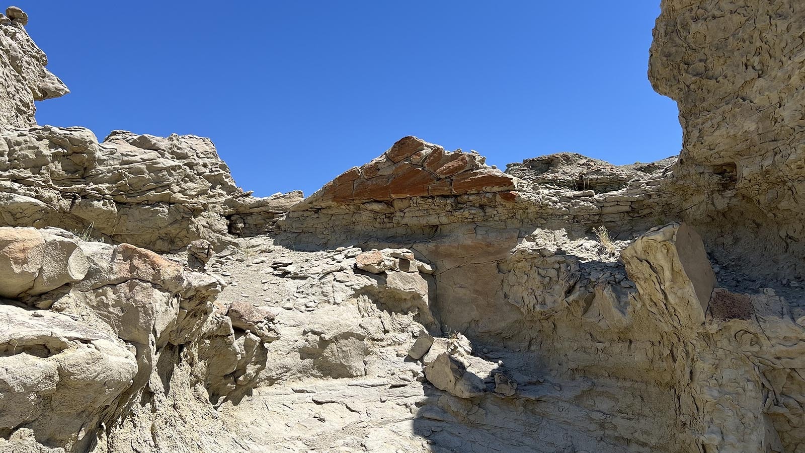 Minerals and lichens give color to some of the sandstone features at Adobe Town in southwest Wyoming.