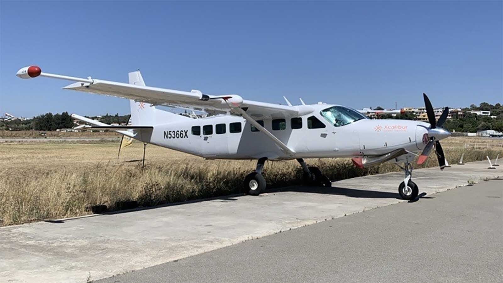 Photo of the contractor’s fixed-wing survey aircraft with a “tail boom” or “stinger” containing sensors that measure the magnetic field. Aircraft like this will be flying over the Black Hills region in the coming weeks.