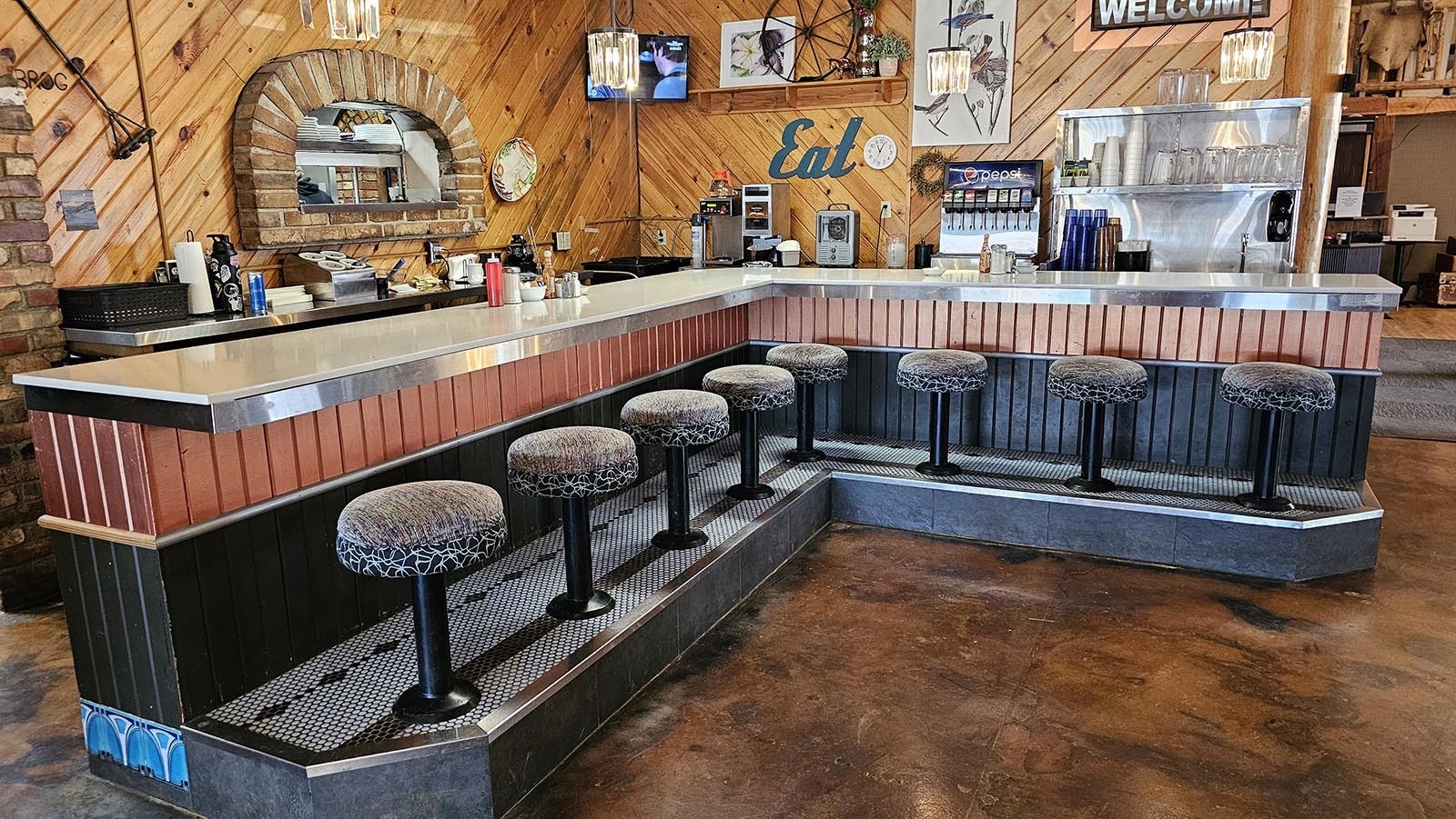 the breakfast counter at Valleon Cafe in the Colter's Lodge in Afton.