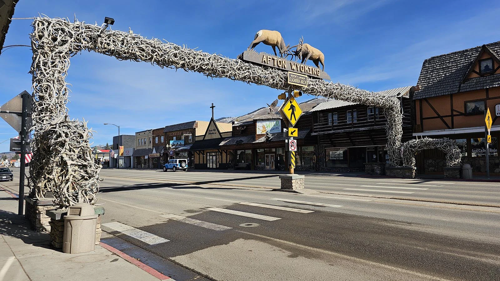 The largest elk antler arch in the world is in Afton, Wyoming. It took more than 3,000 elk antlers to make.