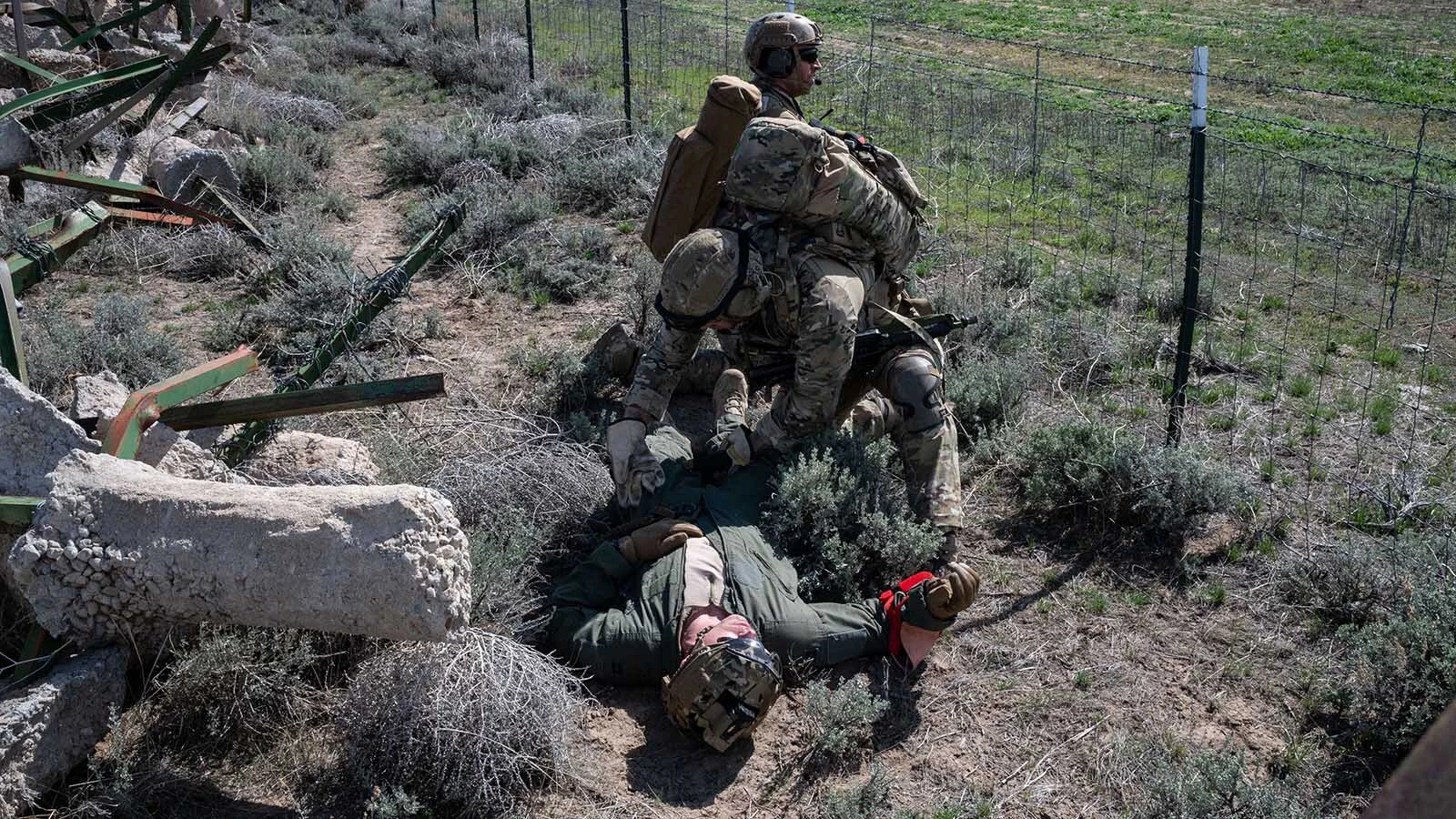 A 123rd Special Tactics Squadron operator triages a patient during Exercise Agile Chariot, May 2, 2023, honing capabilities linked to Agile Combat Employment. Instead of relying on large, fixed bases and infrastructure, ACE uses smaller, more dispersed locations and teams to rapidly move and support aircraft, pilots, and other personnel to wherever they are needed.