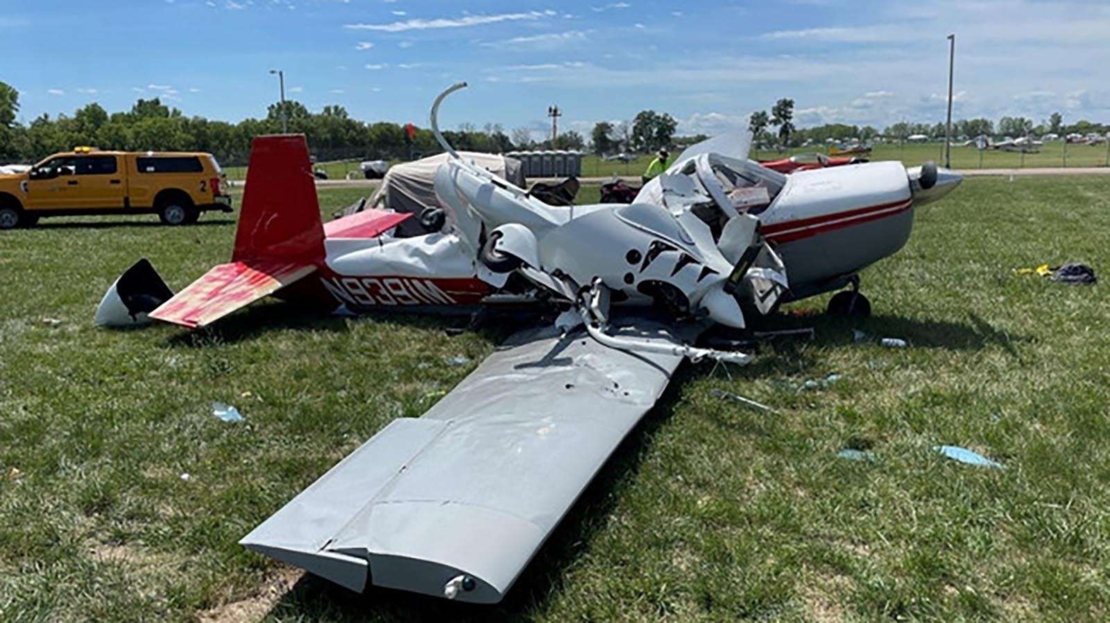 A gyrocopter piloted by Eric Duane Bruce, one of the parties named in a lawsuit, crashed into an unoccupied parked plane on the ground after colliding with a helicopter mid-air.