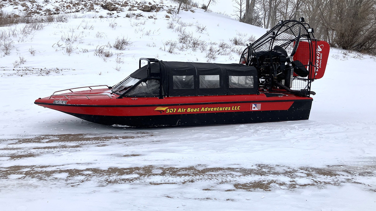 The 24-foot airboat used by 307 Airboat Adventures is built for the winter regions.