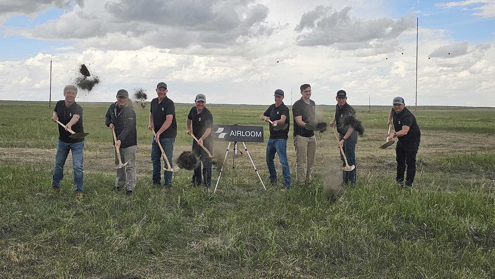 Airloom Energy employees gathered to toss a ceremonial shovelful of dirt into the sky, as storm clouds gathered, during a recent ground breaking for their innovative wind device. The company has just collected an endorsement from the Pentagon.