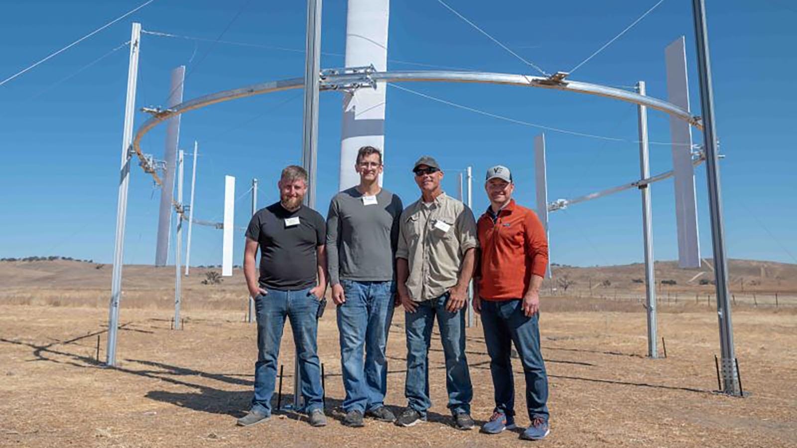A team of workers helped build a makeshift version of its approach to wind energy in Paso Robles, California, for testing out with the military for possible applications on the battlefield.