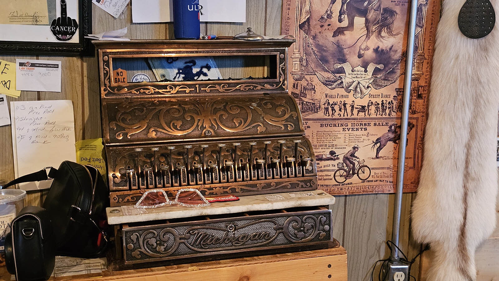 The old cash register at the Aladdin General Store still works, and is used daily.