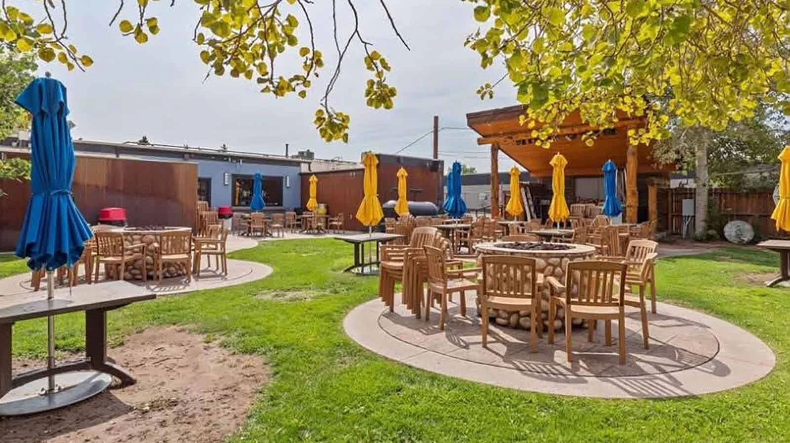 A large outdoor space at Alibi Wood Fire Pizzeria & Bakery in Laramie.