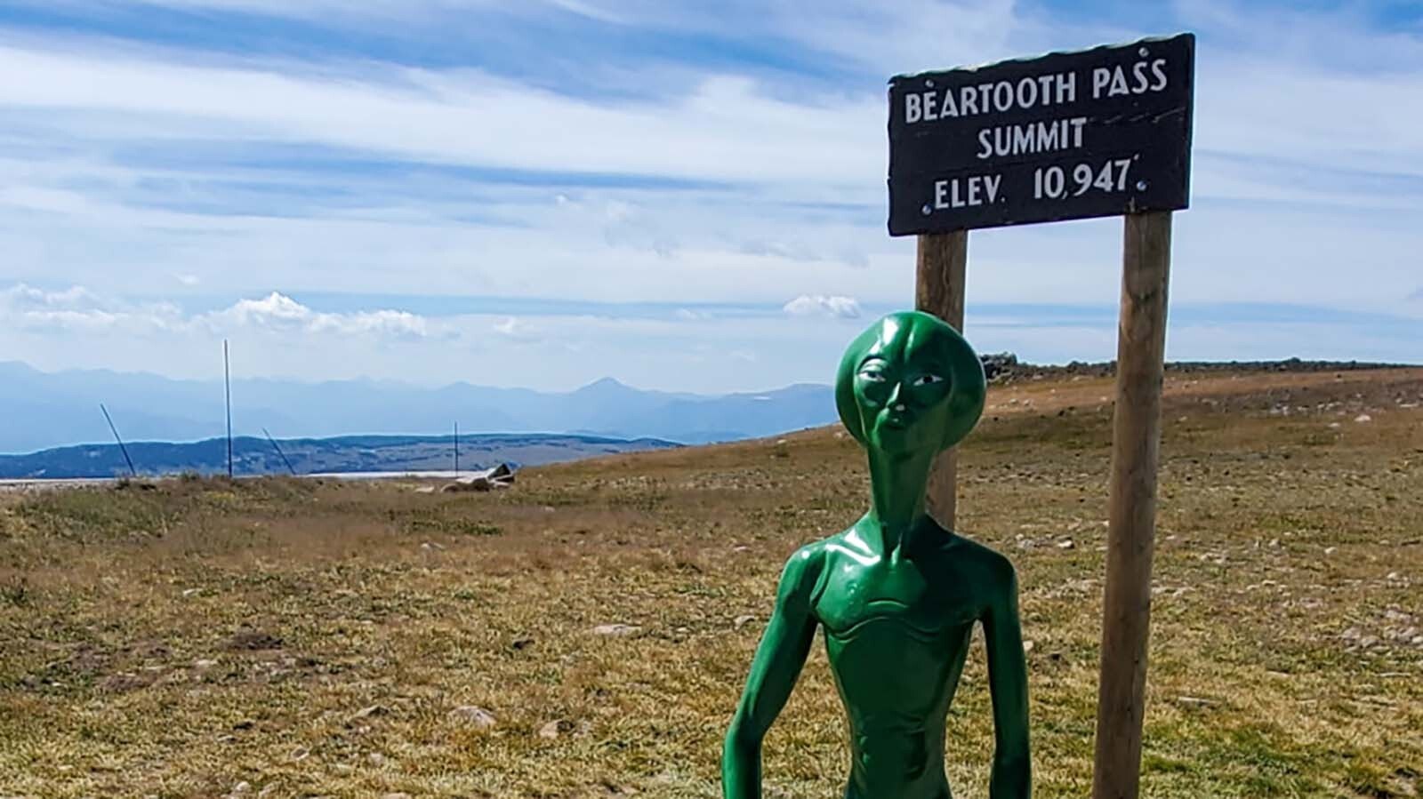 You may have never met Frank Alvarado, but you likely have his best friends — a pair of green aliens along the road to Yellowstone’s East Entrance. His daughter thinks they’re “hideous,” but her Vietnam Vet dad loved them, so the aliens stay. They've also been known to do some sightseeing from time to time.