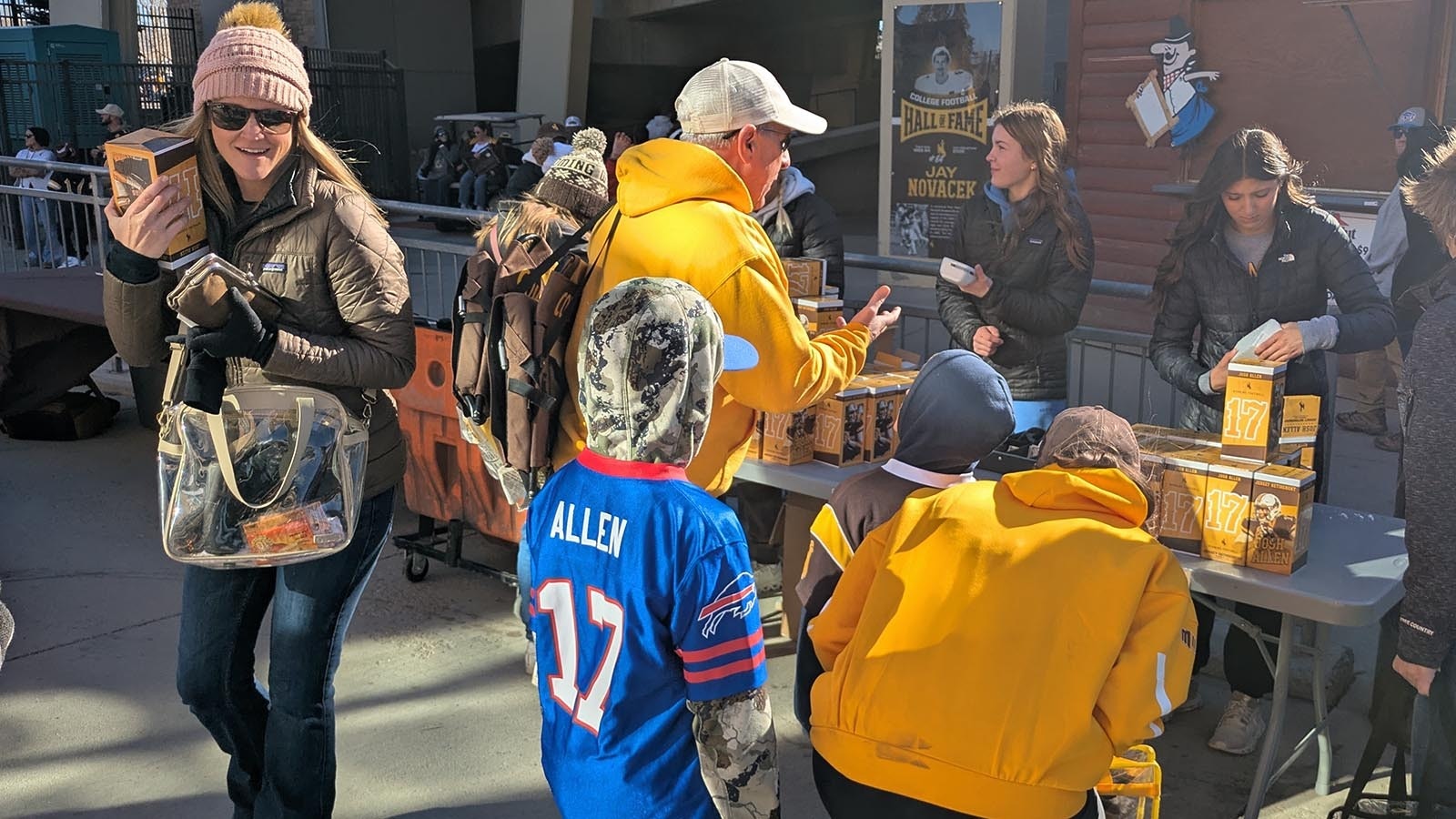 Josh Allen commemorative bobbleheads were selling like hotcakes before Saturday University of Wyoming football game, at $30 a pop.