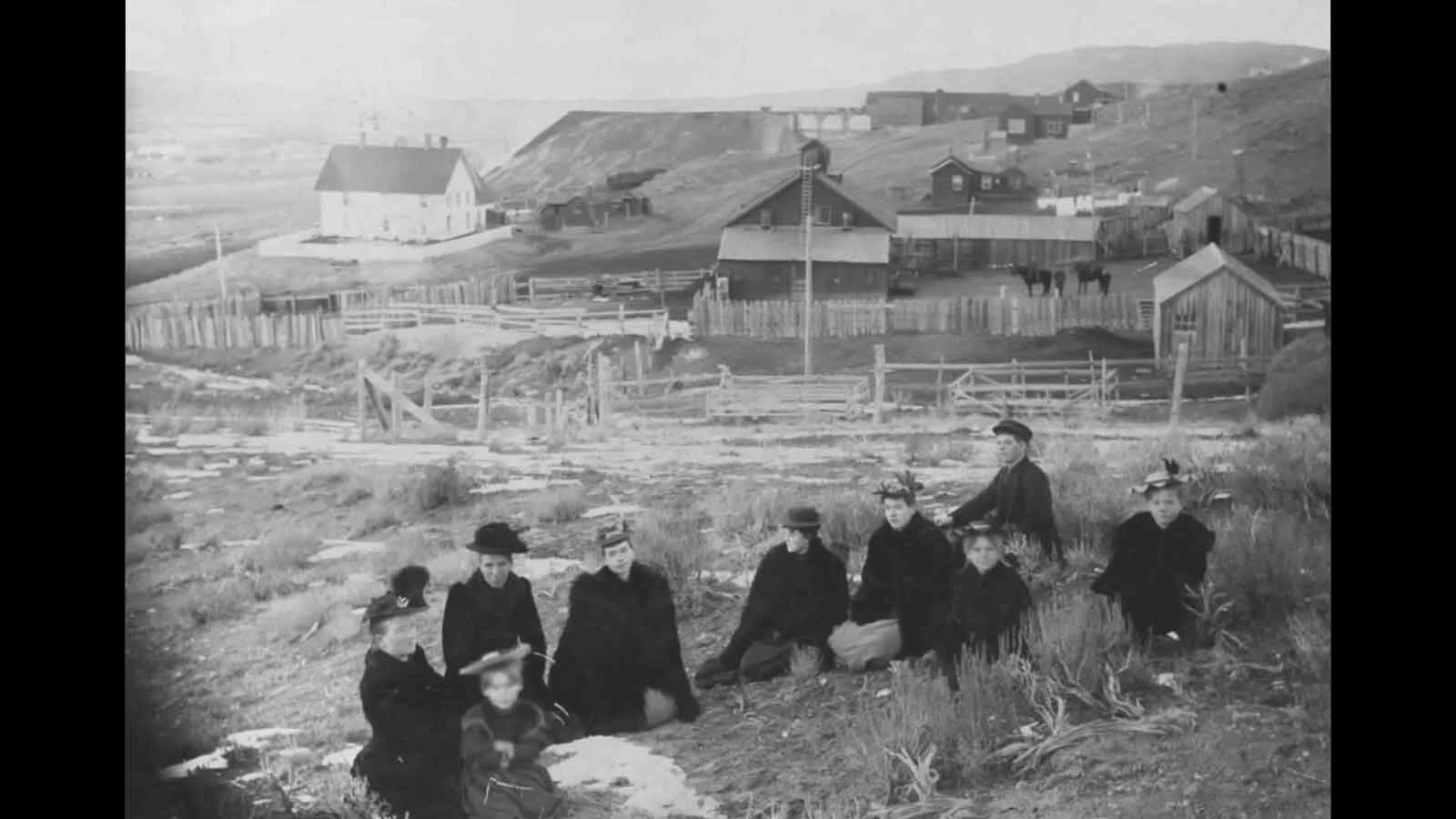 A scene from the Red Canyon Mine No. 5 area before the mine explosion. Women rushed to the mine after the blast.