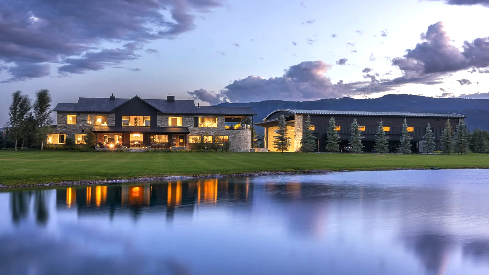 The main residence of the $48.5 million Alpine estate comes fully furnished, featuring white oak throughout with vaulted ceilings and huge picutre windows. There also are several patios with views of the Grand Tetons.